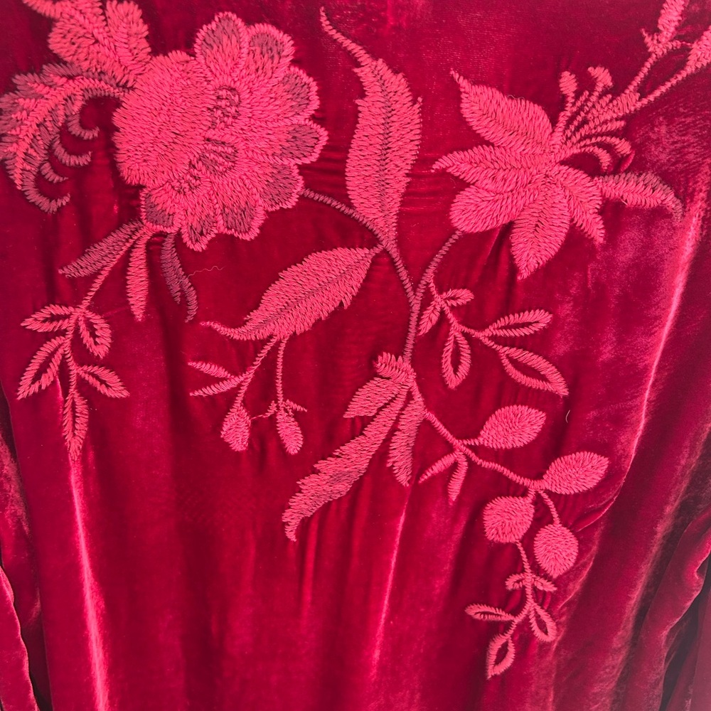 Johnny Was Scarlet Velvet Top Large - Picture 5 of 7